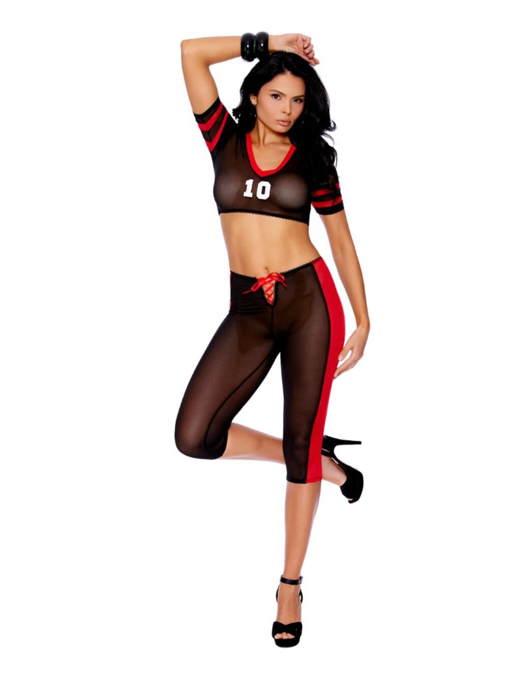 Ladies Football Costume Jersey Crop Top Capri Pants